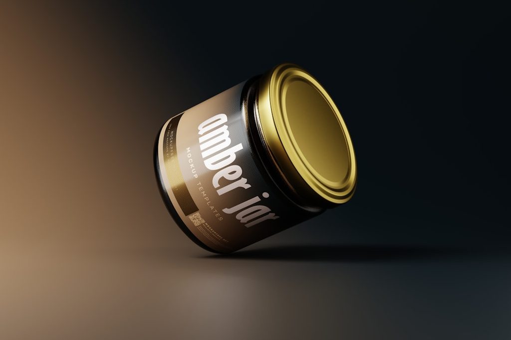 Botol amber jar dengan desain elegan dan berkilau.