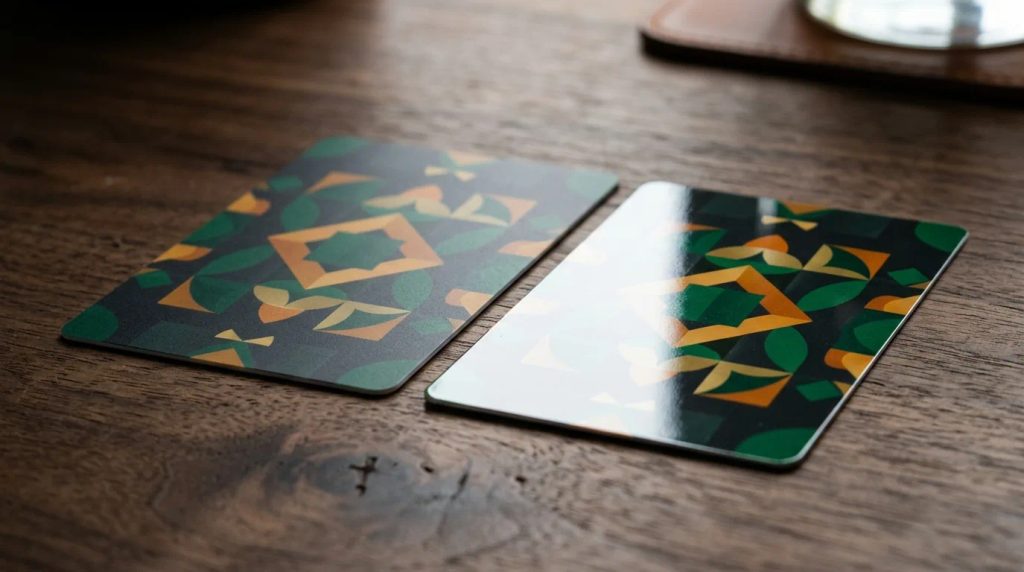 Perbandingan kartu e-money mandiri finishing matte dan glossy