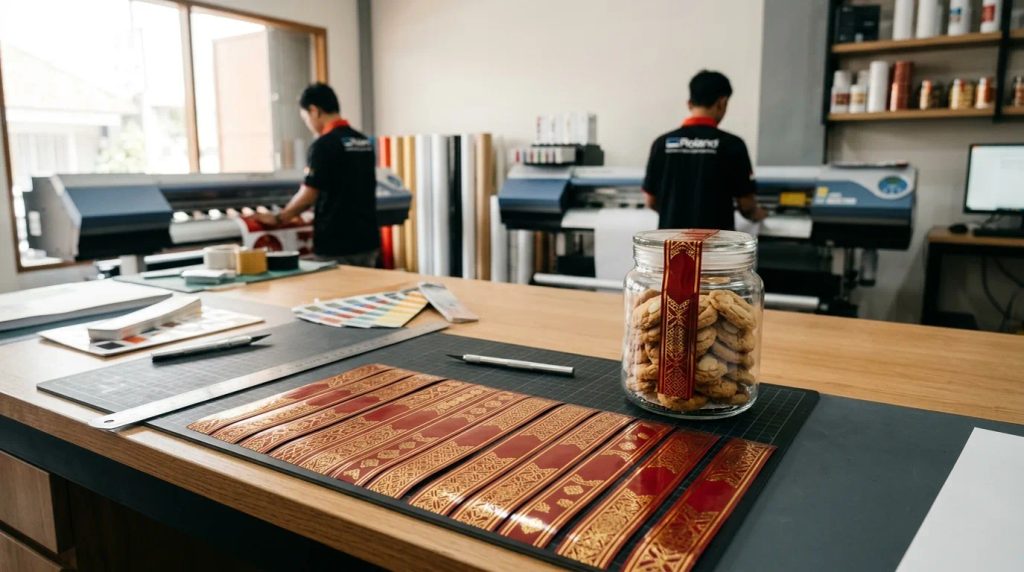 Ilustrasi cetak stiker vinyl toples imlek