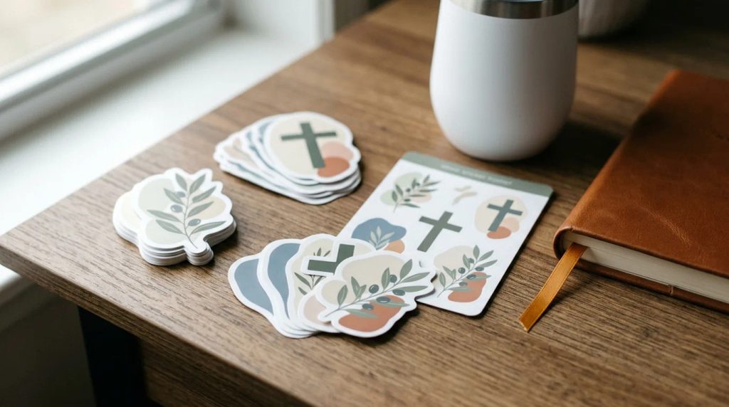 Koleksi stiker bible verse dengan berbagai format potongan dan desain tipografi estetis