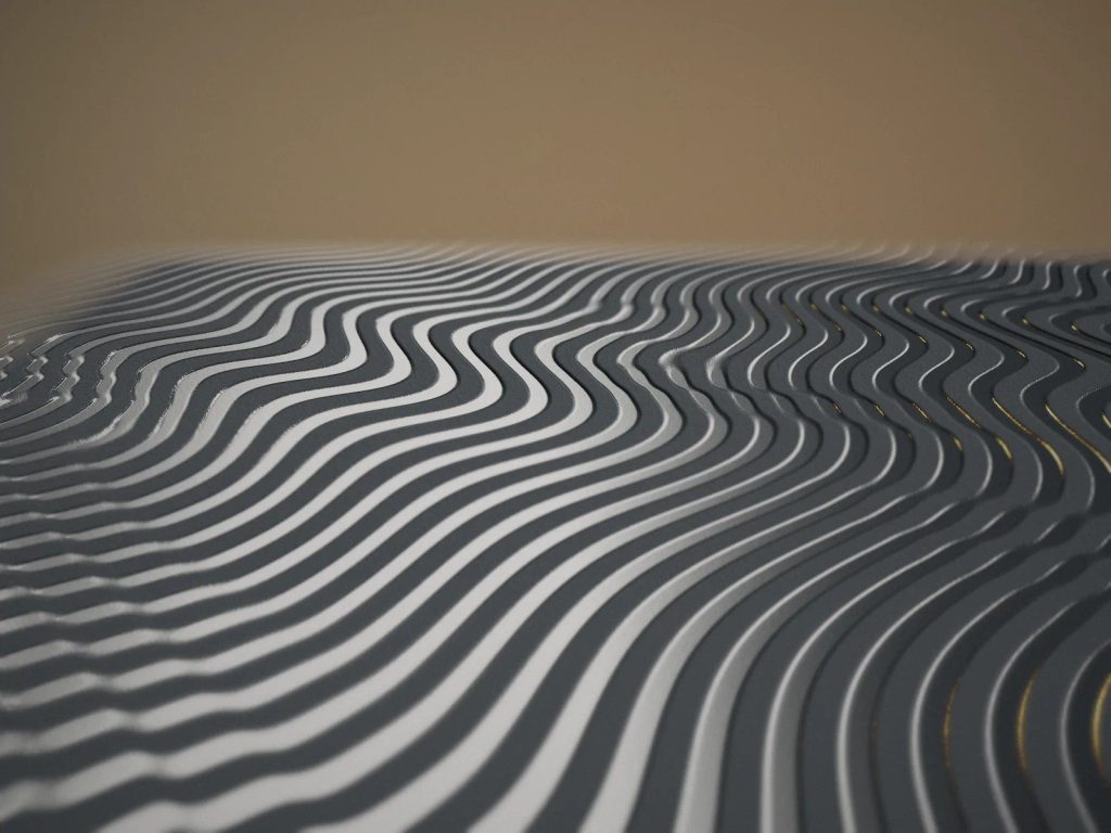Detail makro cetak lined pattern finishing glossy spot UV berefek 3D mewah pada kemasan Uprint.id