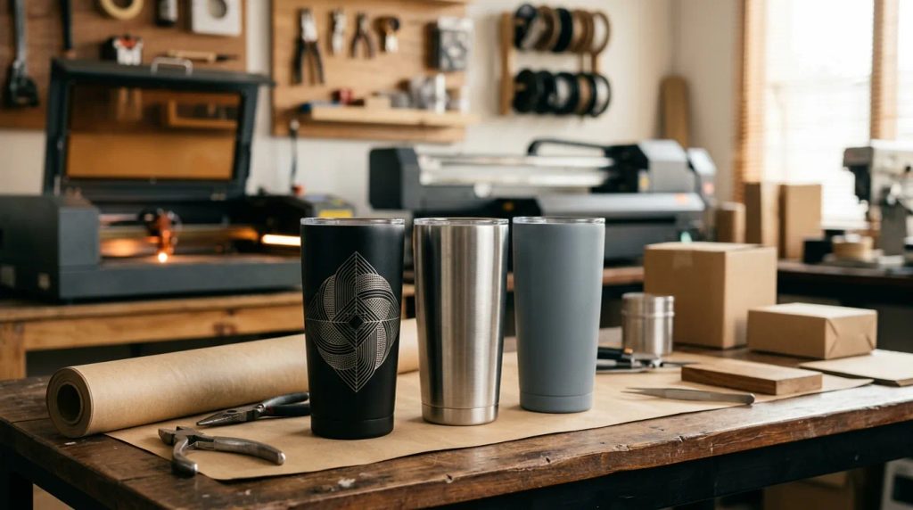 Ilustrasi order tumbler stainless custom online murah