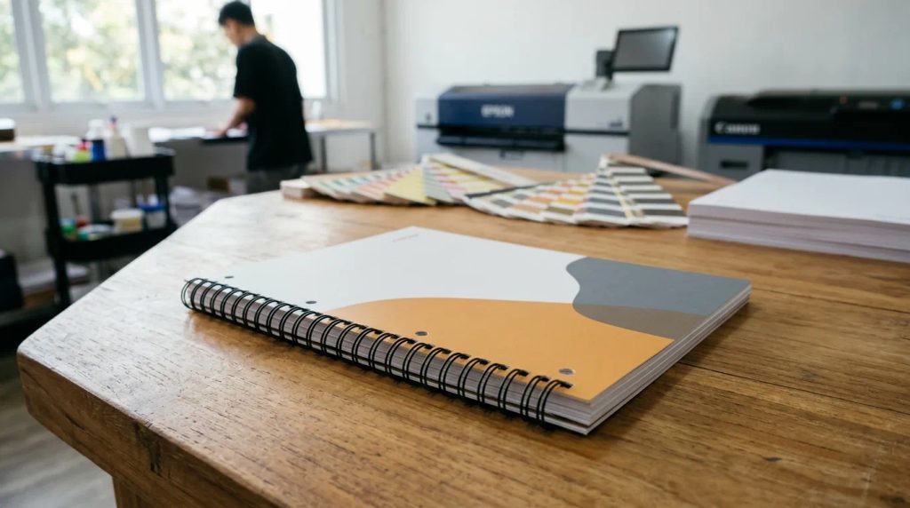 Contoh hasil cetak jilid spiral kawat untuk proposal bisnis profesional