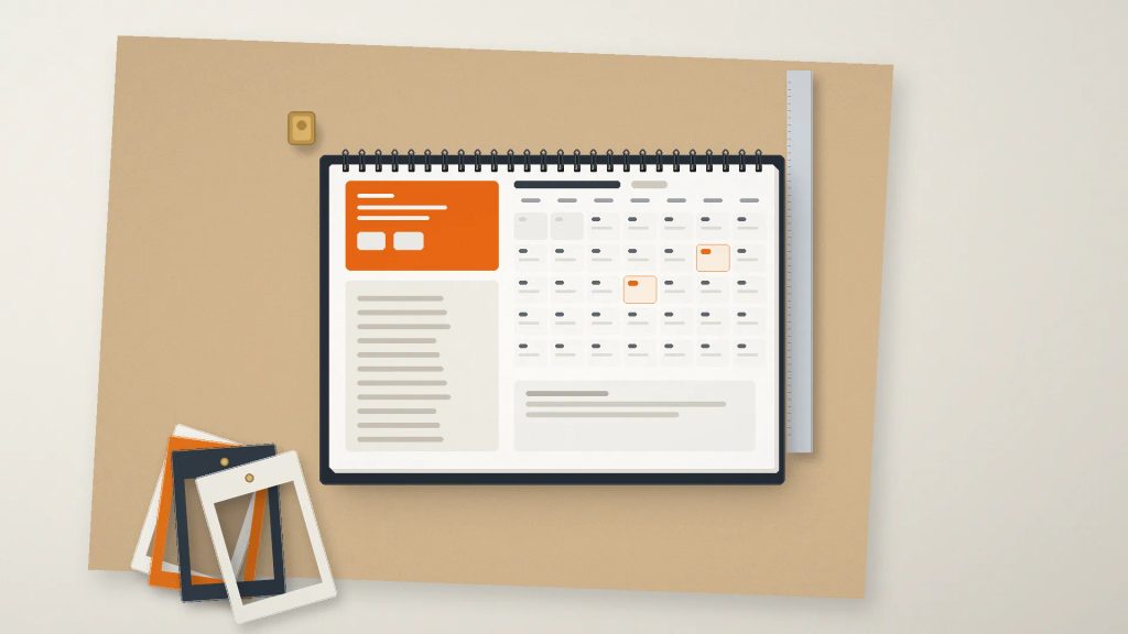Ilustrasi kalender meja finishing matte