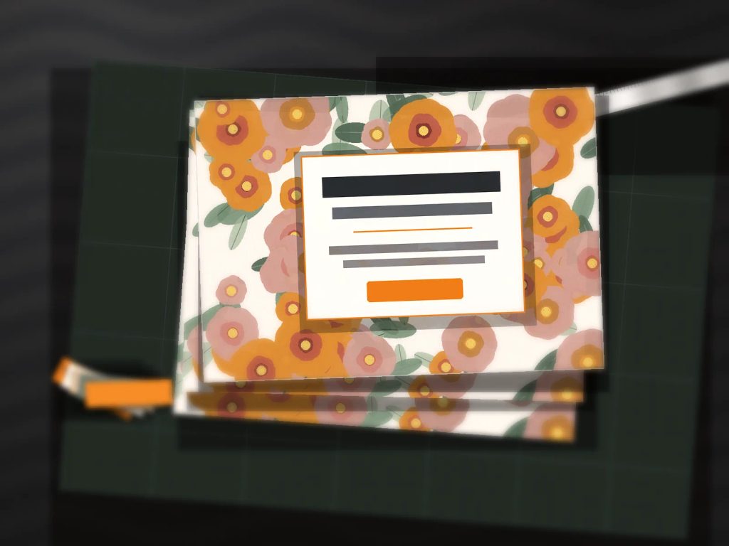 Susunan cetak banner floral pattern dengan blok kontainer komposisi tipografi terbaca.