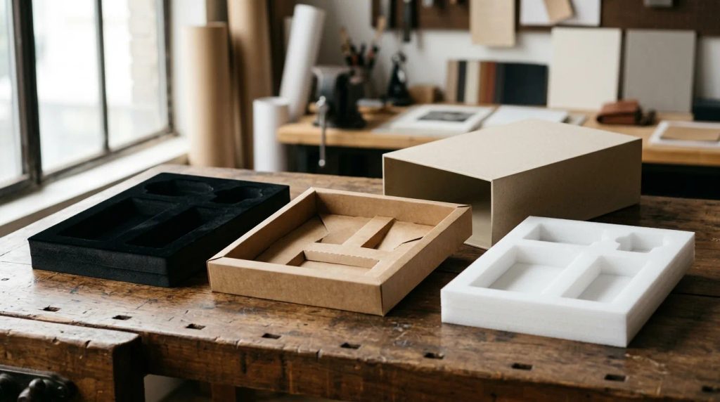 Perbandingan jenis insert spons EVA, polyfoam, dan kertas lipat untuk sliding box