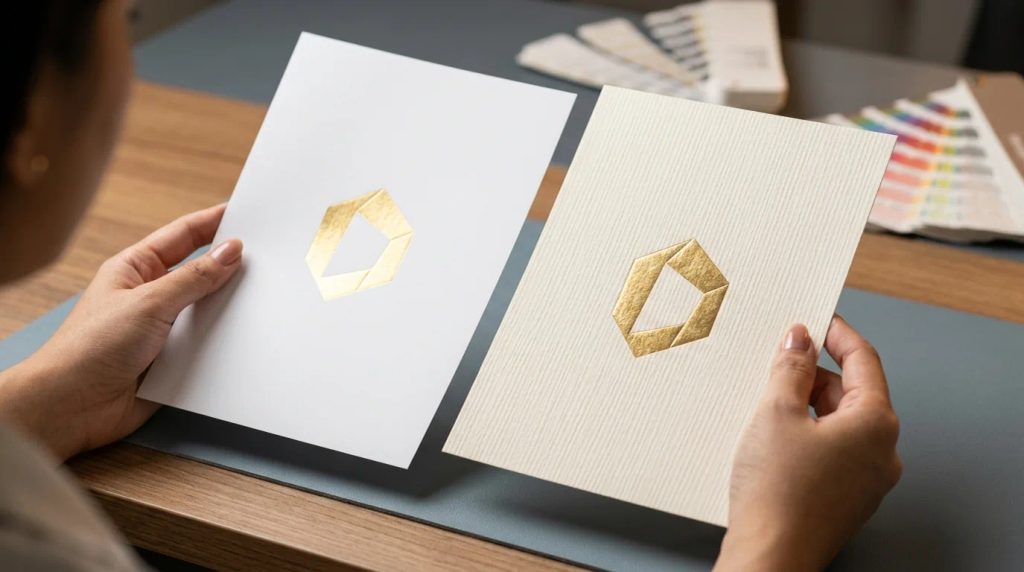 Perbandingan material kertas HVS dan fancy paper bertekstur untuk stationery kantor