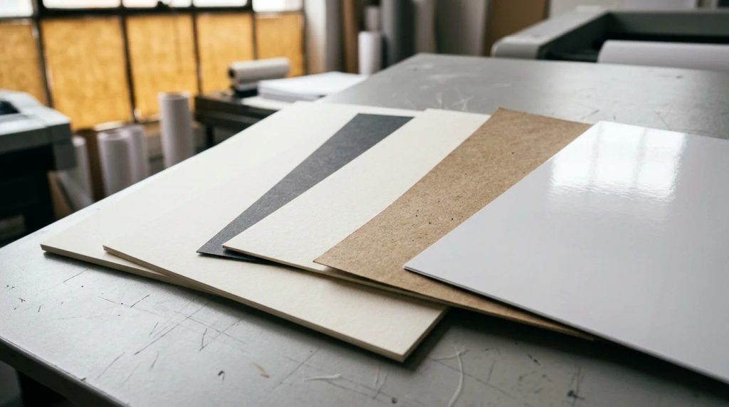 Perbandingan sampel kertas art carton dan fancy paper untuk cetak full color