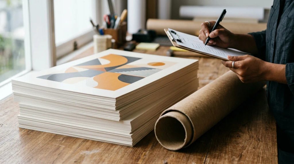 Distribusi terencana kalender poster batch 50 pcs untuk klien prioritas