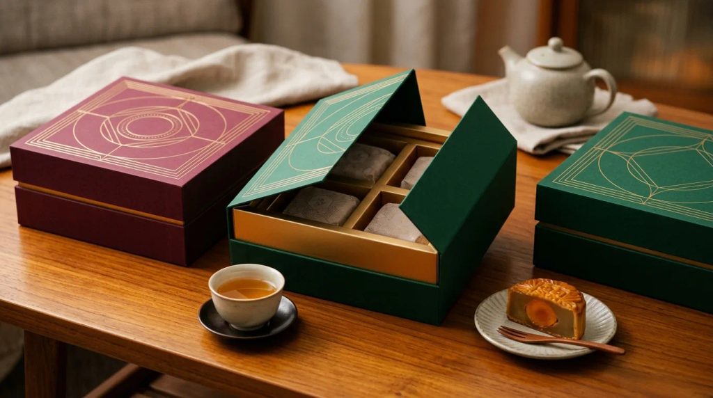 Pilihan struktur hard box mooncake festival custom untuk hampers eksklusif