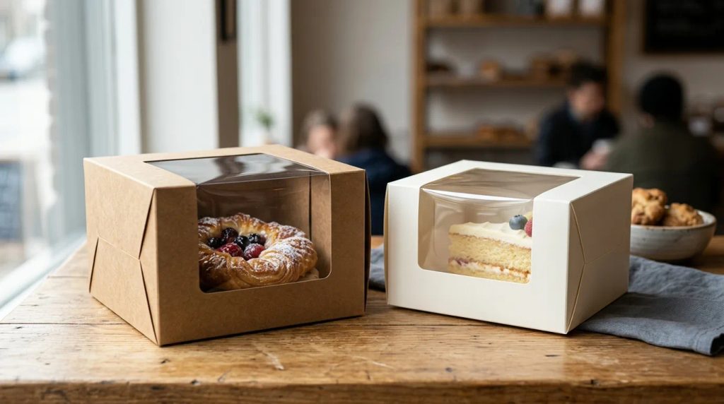 Variasi model jendela mika transparan pada cetak box kue window kertas