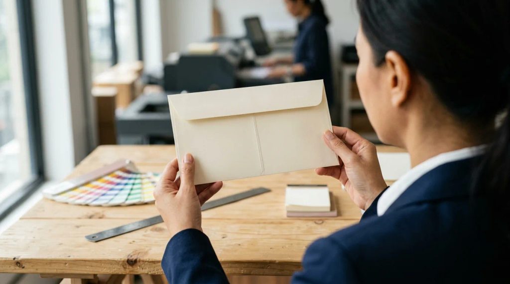 Ilustrasi amplop lem tengah kertas ivory