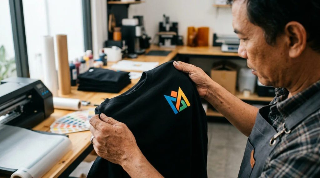 Ilustrasi cetak kaos custom logo