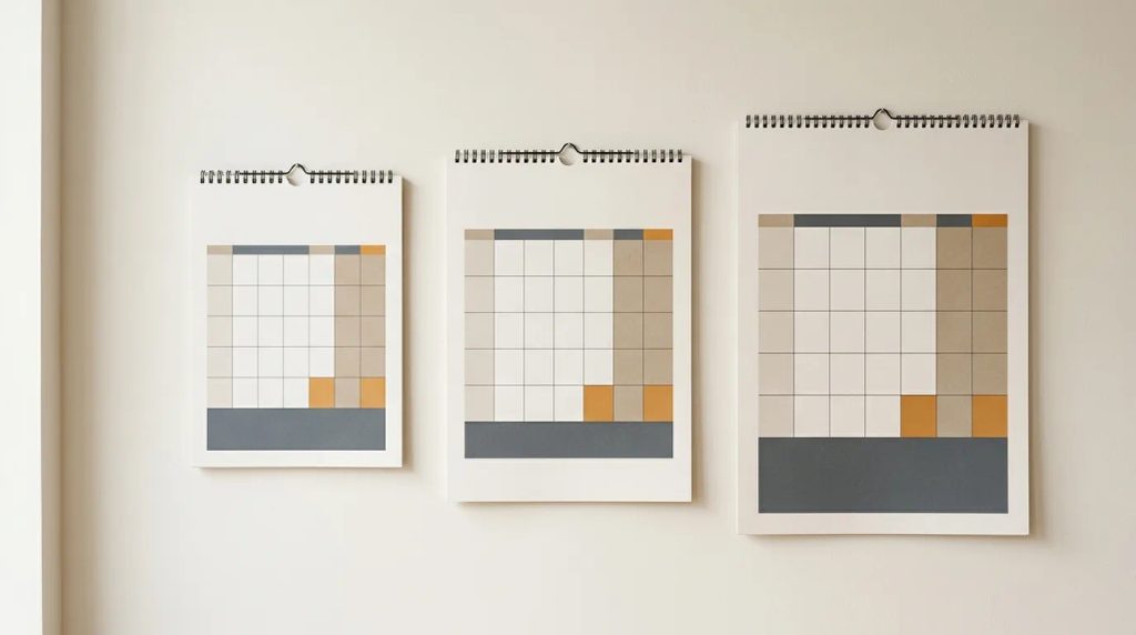 Perbandingan ukuran dimensi kalender dinding format besar