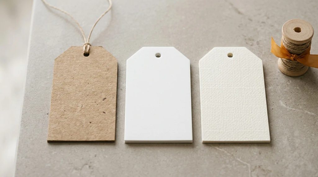 Perbandingan bahan kraft art carton dan fancy paper untuk gift tag