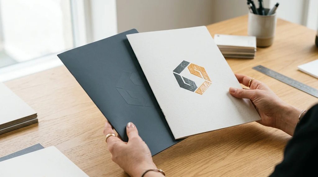 Perbandingan tekstur finishing laminasi doff dan spot UV pada cetakan stationery