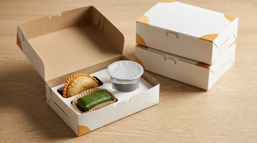 Standar dimensi dus snack small berisi kue dan air mineral kemasan