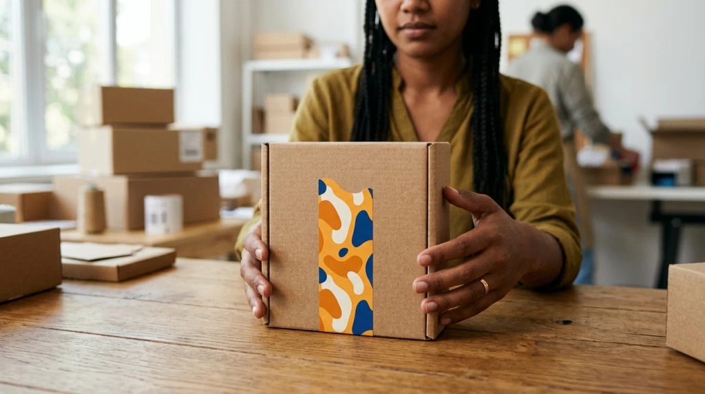 Kemasan paket dengan stiker kalimat nyeleneh custom