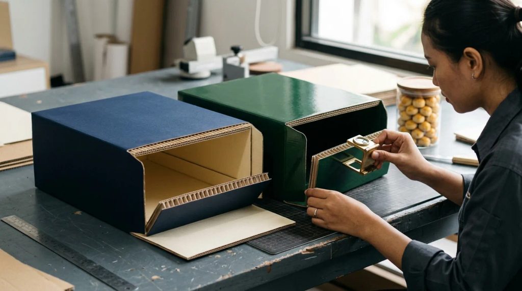 Perbedaan pantulan visual laminasi matte dan glossy pada box kemasan