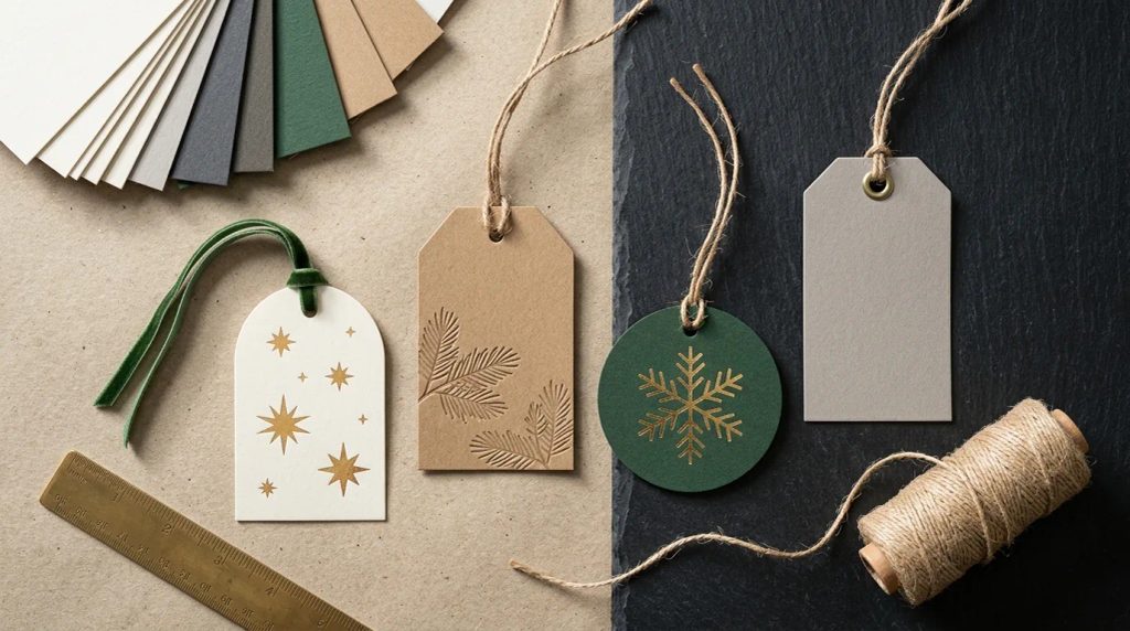 Ilustrasi cetak gift tag natal branded