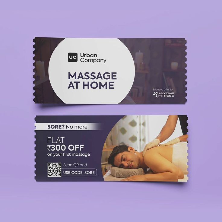 Iklan promo massage home dari Urban Company dengan penawaran diskon 300 rupee.