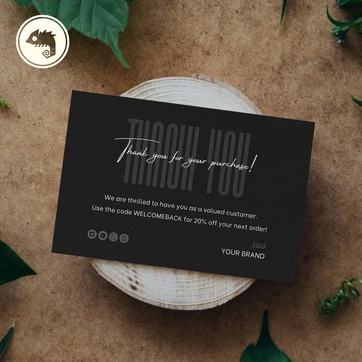 Uprint.id Thank You Card with discount code and social media icons