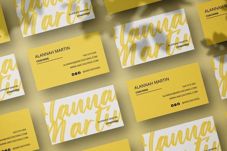 Contoh kartu nama desain modern dengan warna kuning dan abu-abu.