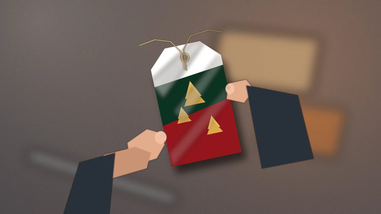 Ilustrasi cetak gift tag natal finishing glossy