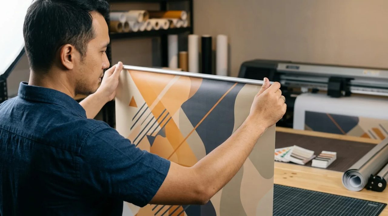 Ilustrasi cetak banner finishing matte