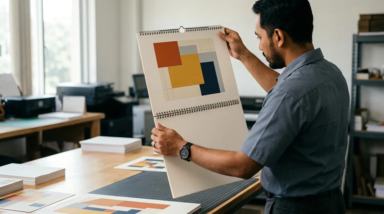 Ilustrasi cetak kalender dinding ukuran besar