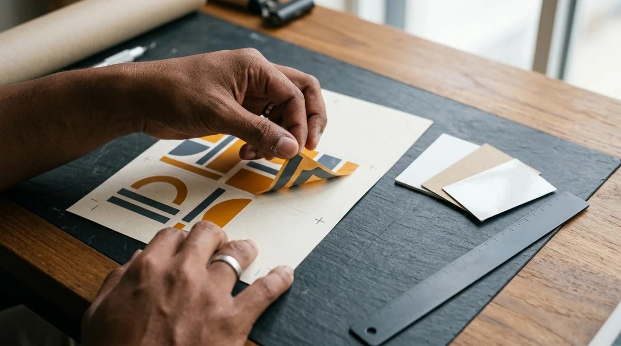 Ilustrasi cara memilih template design untuk sticker