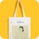 Tas kertas dengan pegangan tali dan label depan tercetak