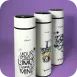 Botol minum stainless dengan lapisan putih dan tutup perak dalam set