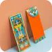 Lanyard kain cetak dengan motif oranye dan warna-warni