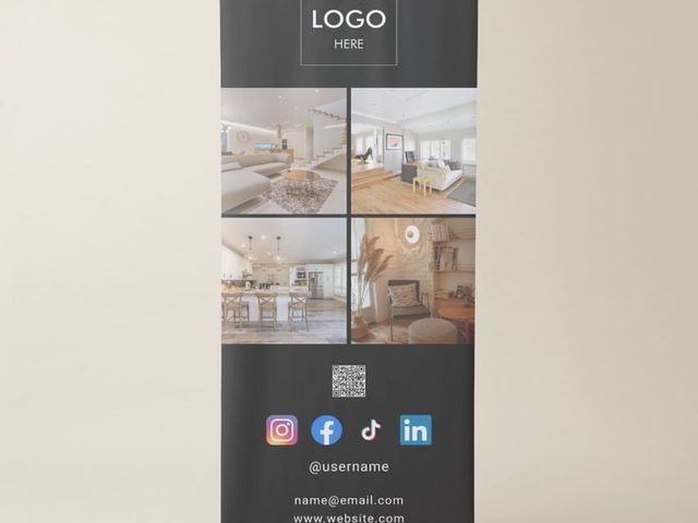 Banner desain roll-up untuk promosi percetakan online.