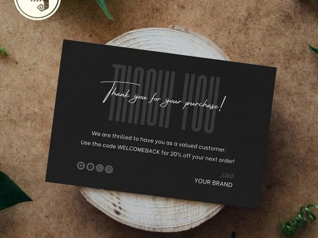 Uprint.id Thank You Card with discount code and social media icons