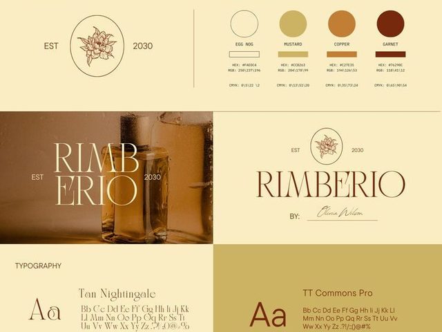 Desain branding untuk Rimberio, sebuah perusahaan percetakan online.
