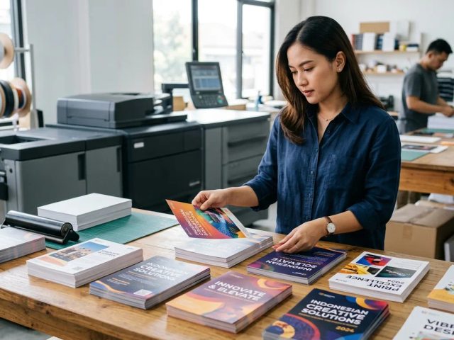Pengecekan kertas cetak flyer berkualitas berdasarkan ketebalan GSM di percetakan digital Uprint.id.