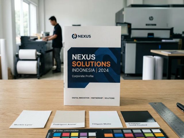 Panduan cetak booklet A6 portrait B2B berkualitas dengan jilid staples dan sampel kertas di Uprint.id.