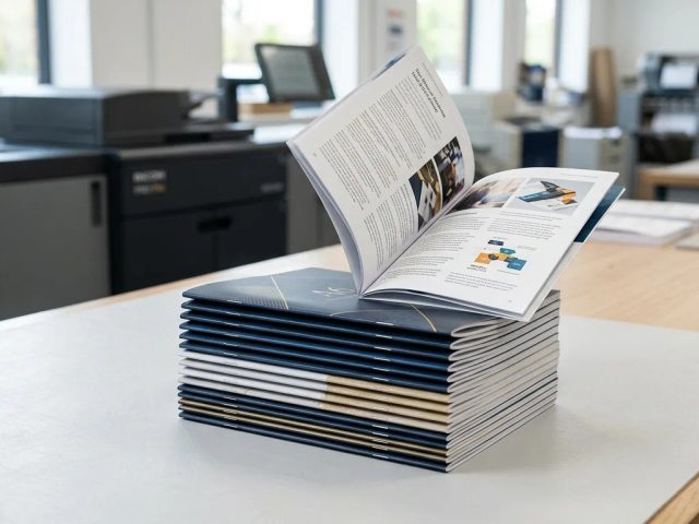 Cetak booklet a6 minimum order 50 pcs berkualitas tinggi untuk promosi bisnis di studio percetakan digital.