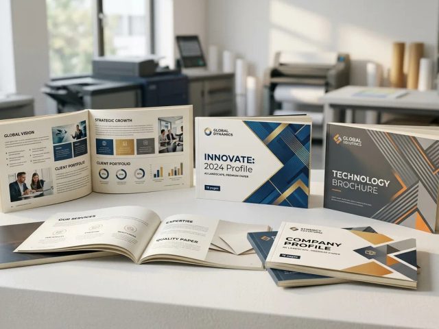 Jasa cetak landscape A5 branded: booklet dan company profile berkualitas premium di percetakan Uprint.id.