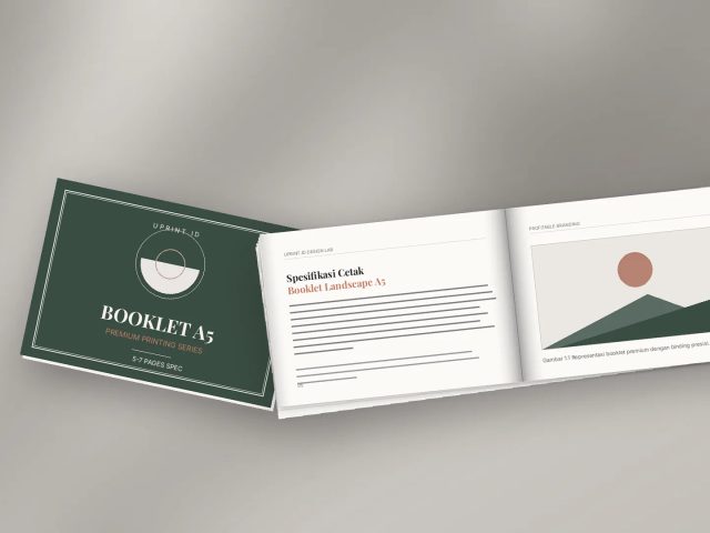Booklet A5 landscape cetak satuan profesional 5-7 lembar dari percetakan Uprint.id