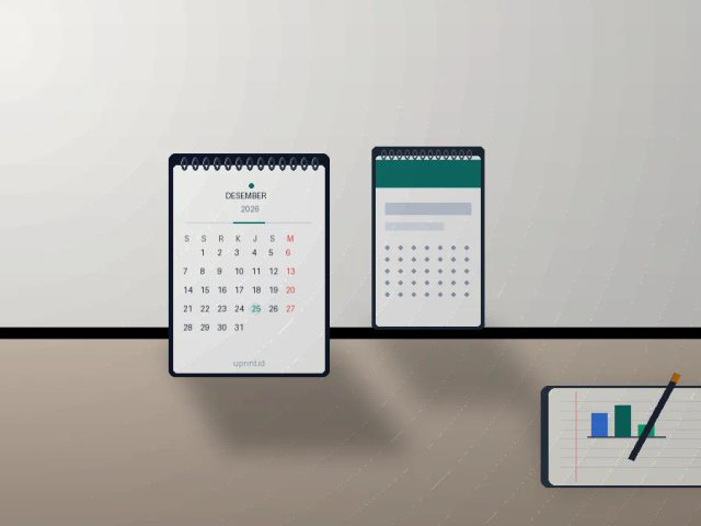 Kalender desk portrait A6 custom dari Uprint.id untuk branding perusahaan 365 hari hemat biaya dengan analisis CFO.