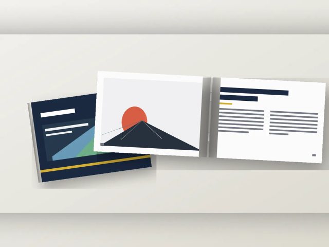Booklet A5 landscape berkualitas dari tempat print Surabaya Uprint.id, rapi untuk sales kit dan materi promosi.