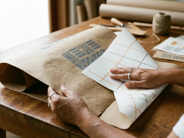 Ilustrasi wrapping paper material unik