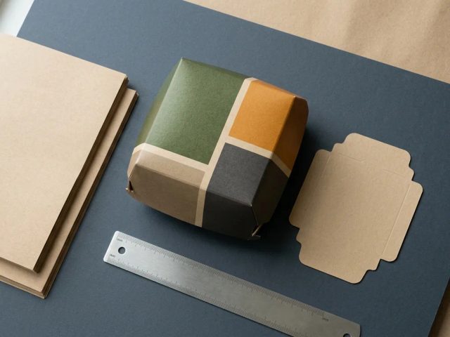 Ilustrasi cetak burger box finishing luster