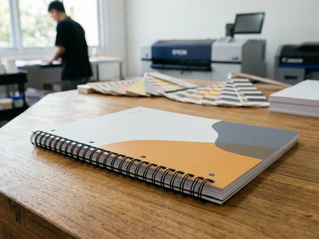 Contoh hasil cetak jilid spiral kawat untuk proposal bisnis profesional