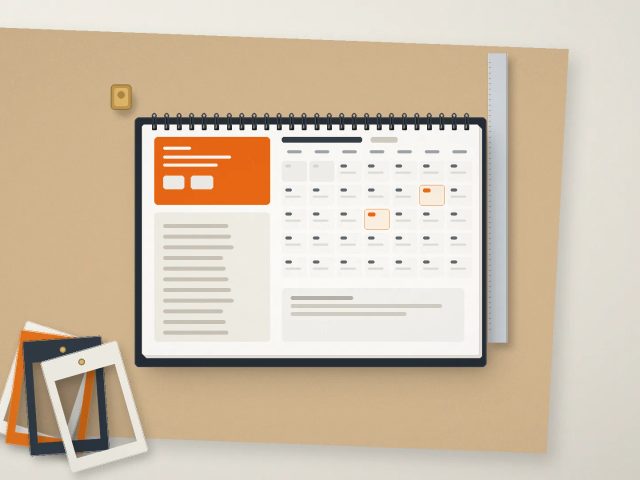 Ilustrasi kalender meja finishing matte