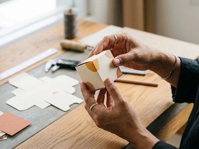 Ilustrasi cetak dus snack ukuran 6x6x6 cm