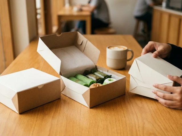 Deretan dus snack small custom berdesain elegan untuk katering dan acara seminar